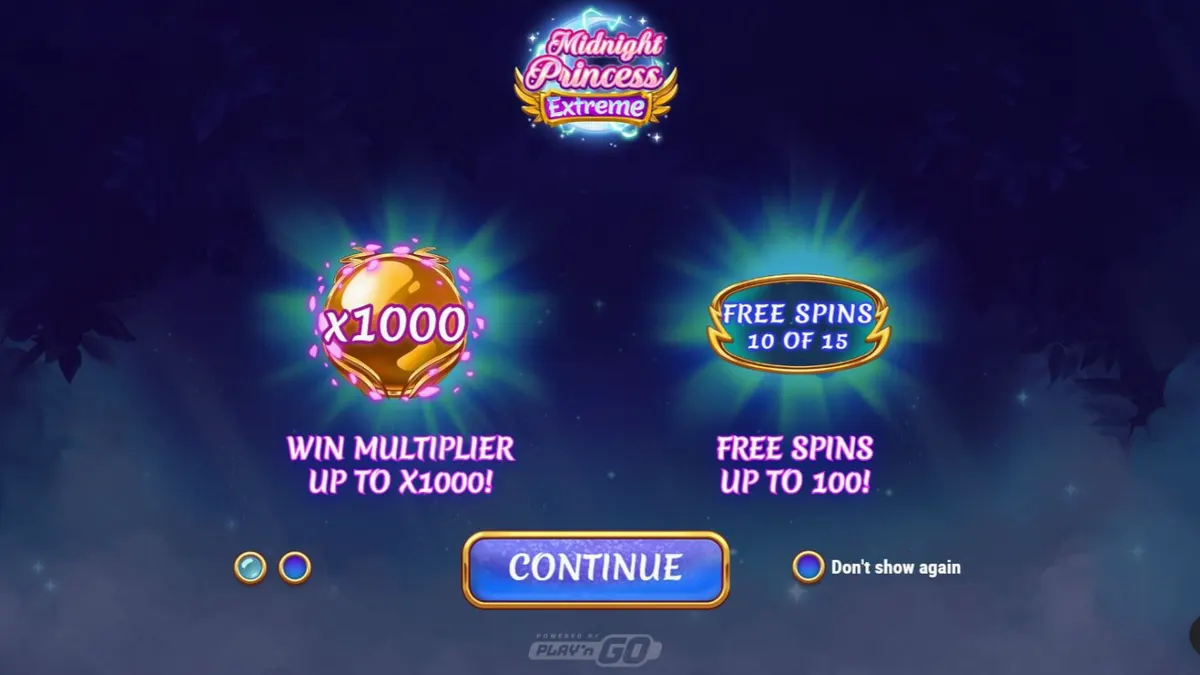Tampilan visual slot Midnight Princess Extreme dengan tema anime kosmik dan tiga putri pejuang.